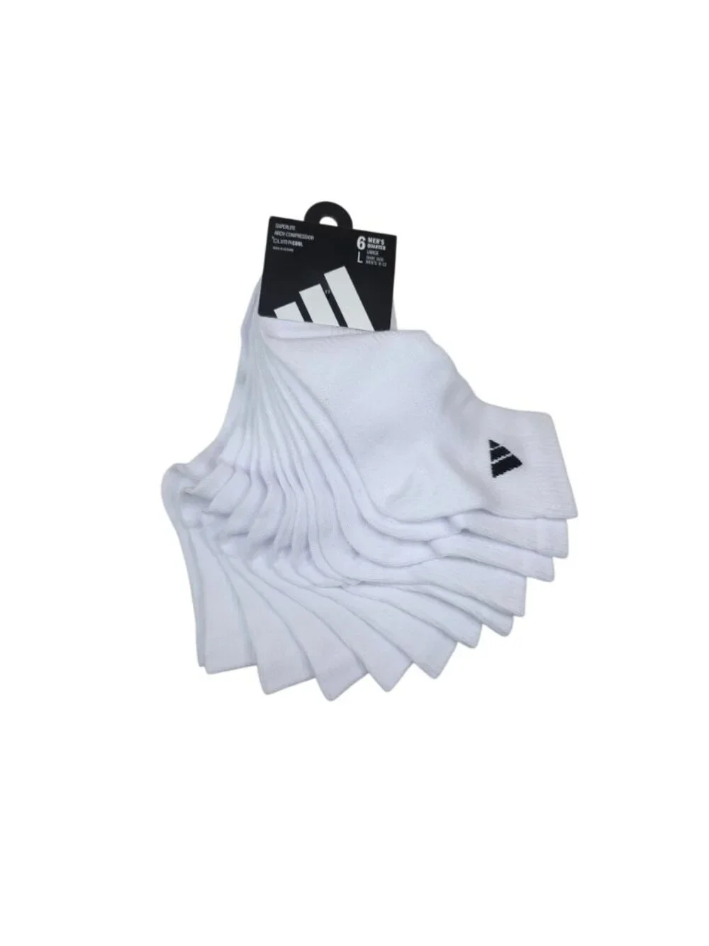 Adidas Mens Superlite ClimaCool Quarter Socks 6-Pack Arch Compression White